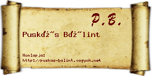 Puskás Bálint névjegykártya